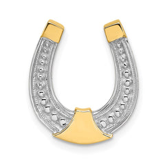 14k w/ Rhodium Horseshoe Chain Slide Charm - 2