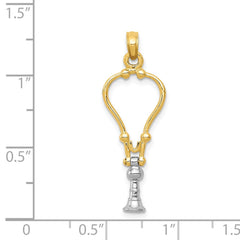 14k Two-Tone 3-D Stethoscope Pendant