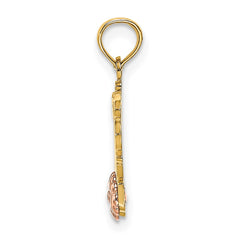 14k Two-Tone MOM Script w/ Flower Charm
