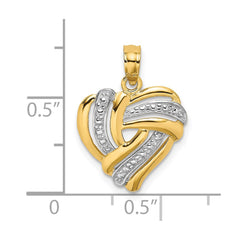 14k w/ White Rhodium Textured Heart Charm