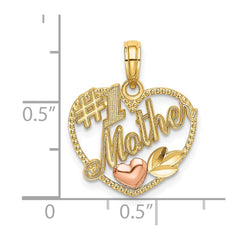 14k Two-Tone Heart w/ #1 MOTHER Charm