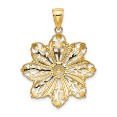 14K w/ Rhodium D/C Flower Charm