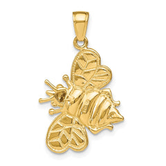 14k White Rhodium 3-D Bumblebee Charm