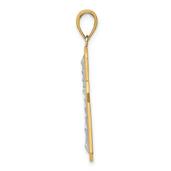14K W/ Rhodium Center Cross Charm