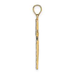 14K W/ Rhodium Cross Charm - 2