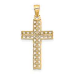 14K W/ Rhodium Cross Charm - 2