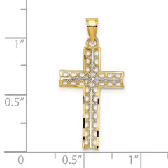 14K W/ Rhodium Cross Charm - 2