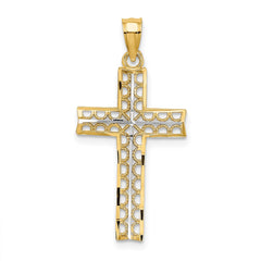 14K W/ Rhodium Cross Charm - 2