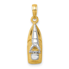14K w/Rhodium 3-D Wave Runner W/ Moveable Seat Charm
