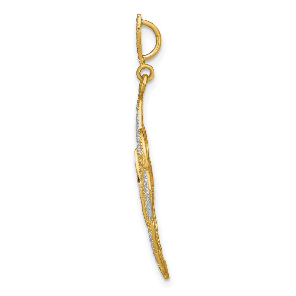 14K w/Rhodium D/C Filigree Oval Charm