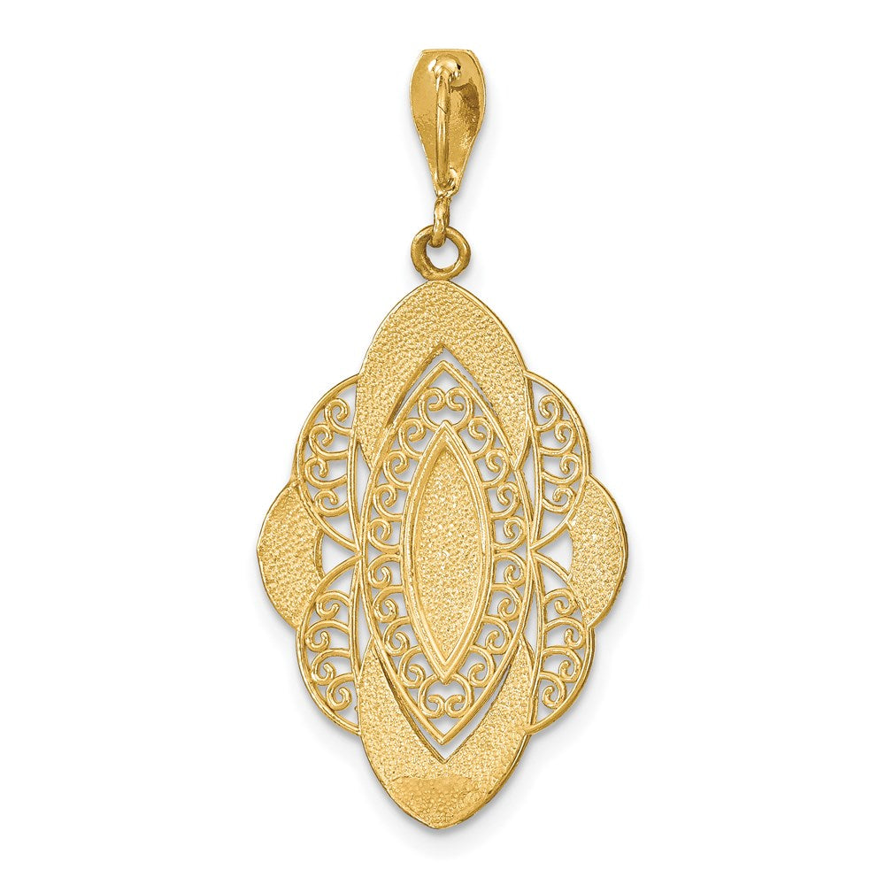 14K w/Rhodium D/C Filigree Oval Charm