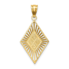 14K w/Rhodium D/C Diamond Shape Charm