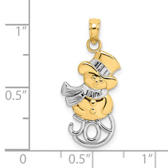 14K and Rhodium Snowman w/Joy Pendant