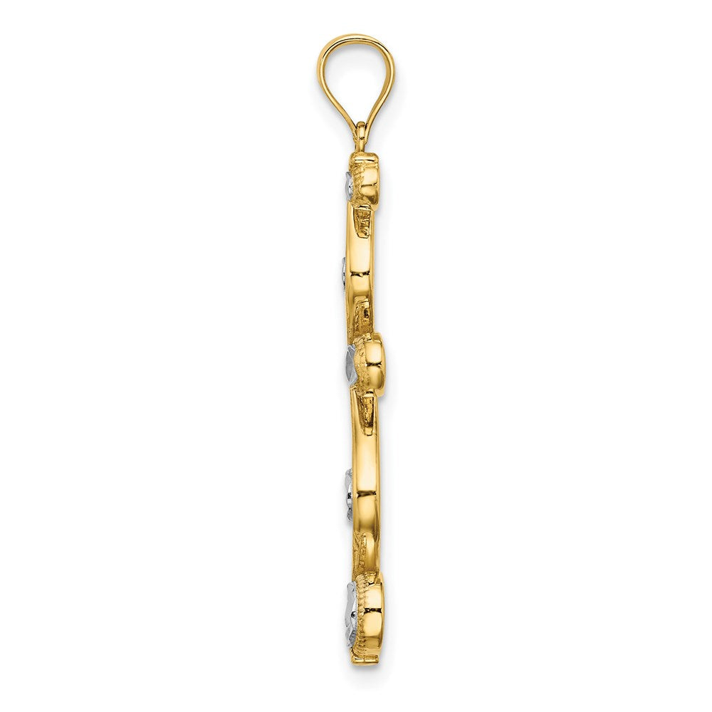 14K w/Rhodium D/C Diagonal Swirl Charm