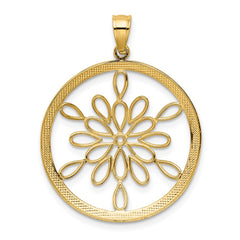 14K w/Rhodium D/C Circle Snowflake Charm