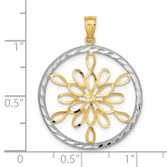 14K w/Rhodium D/C Circle Snowflake Charm