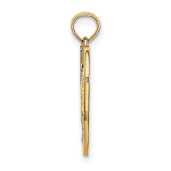 14k w/Rhodium Diamond-cut DREAM  Heart with Stars Charm