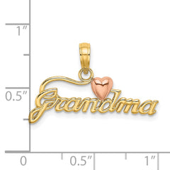 14k Two-Tone GRANDMA w/ Heart Charm