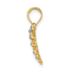 14k and Rhodium Diamond-cut Butterfly Charm