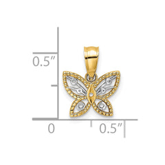 14k w/ Rhodium Diamond-cut Butterfly Charm