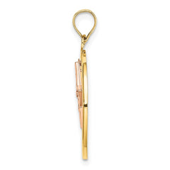 14k Two-tone w/White Rhodium Star in Frame Moveable Charm