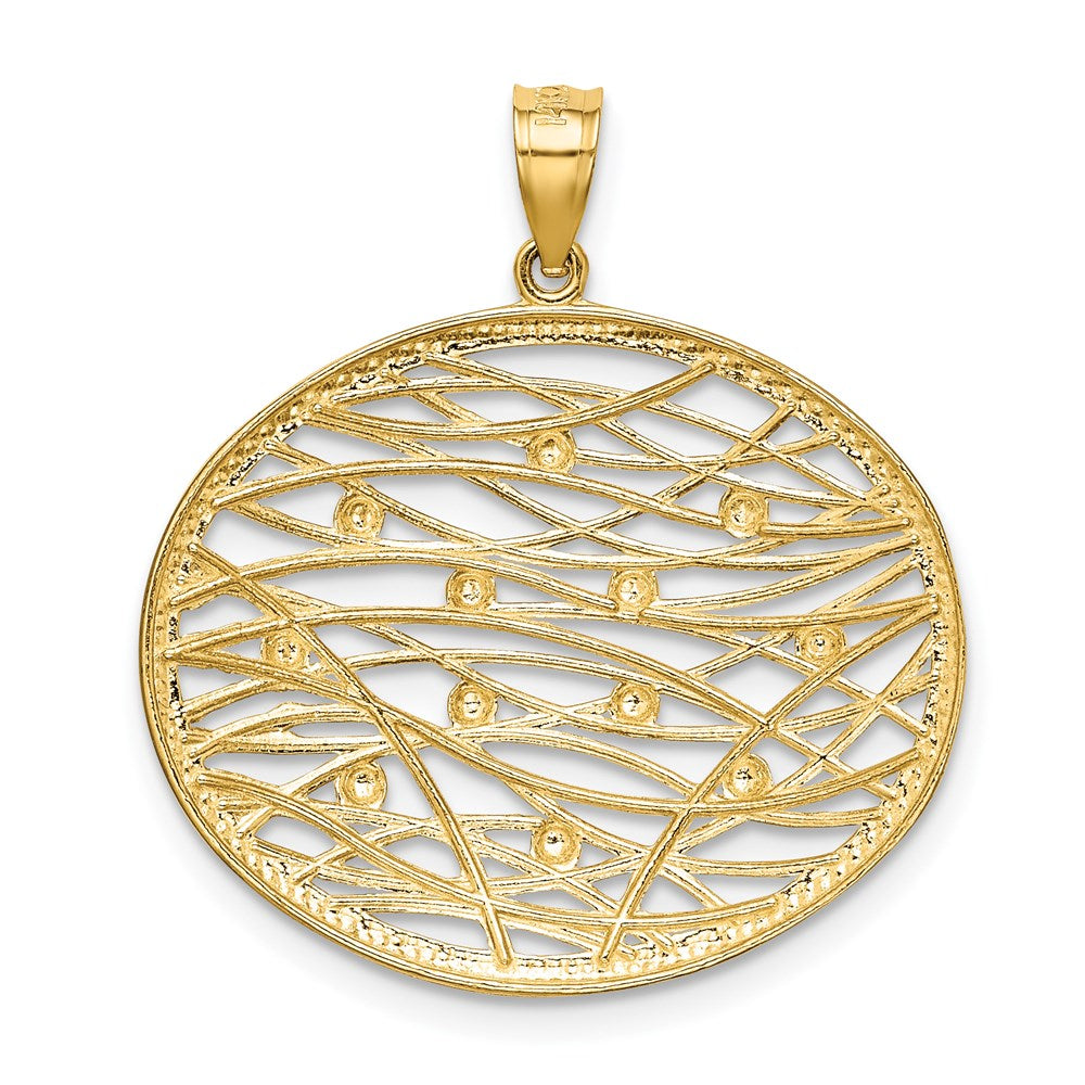 14K w/Rhodium D/C Oval Cut-Out Charm