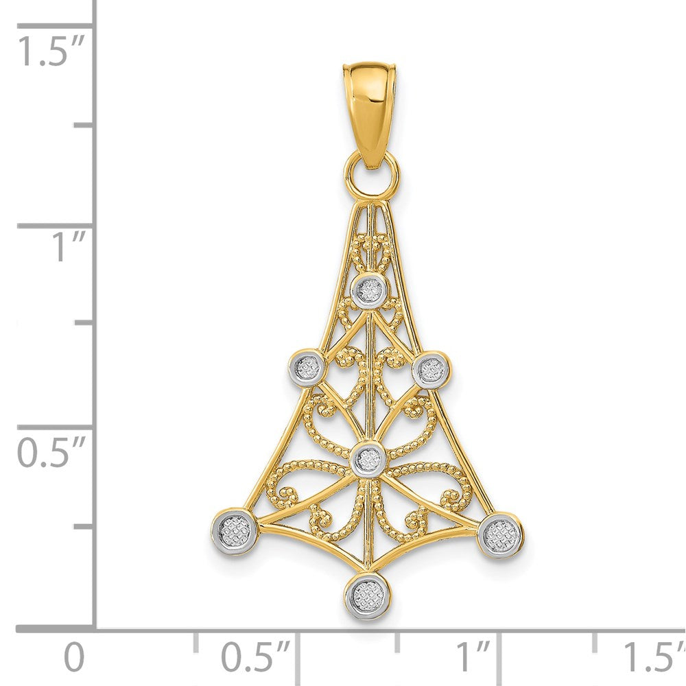 14K w/Rhodium Textured Chandellier Charm