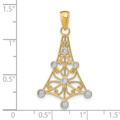 14K w/Rhodium Textured Chandellier Charm