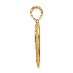 14k and Rhodium Diamond-cut LOVE Heart Pendant