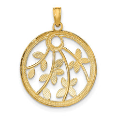 14K w/Rhodium Round Frame Charm