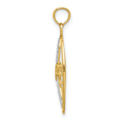 14k w/Rhodium Textured HOPE w/ Ribbon Charm