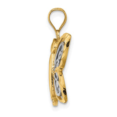 14k w/ Rhodium Diamond-cut Butterfly Charm - 3