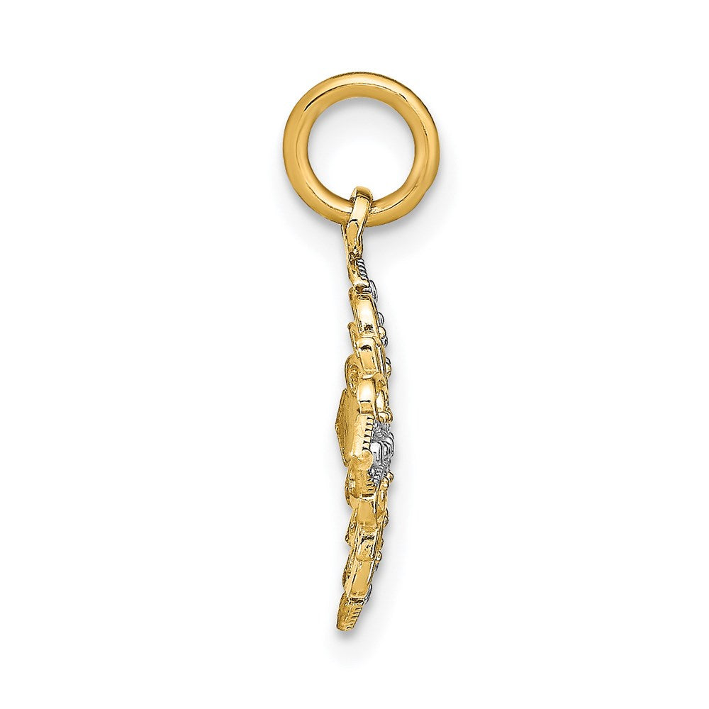 14K w/Rhodium and  D/C Filigree Medallion Charm