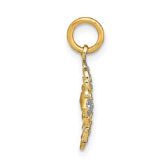 14K w/Rhodium and  D/C Filigree Medallion Charm