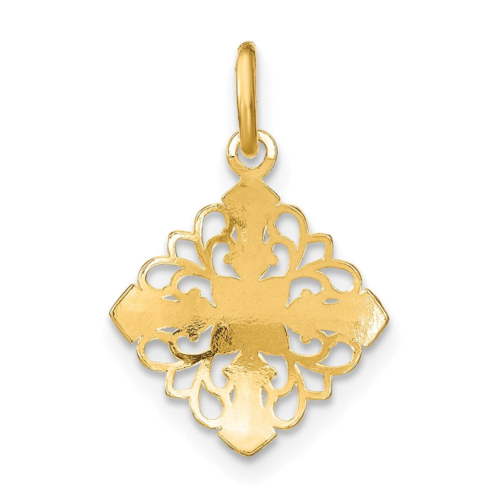 14K w/Rhodium and  D/C Filigree Medallion Charm