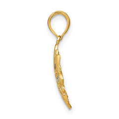14K w/Rhodium and D/C  Filigree Flower Charm