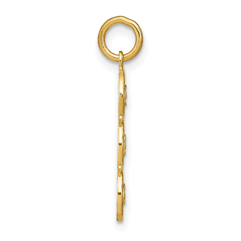 14K w/Rhodium and D/C 3 Circle Charm