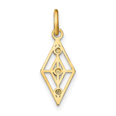 14K w/Rhodium D/C  Diamond Shaped Charm