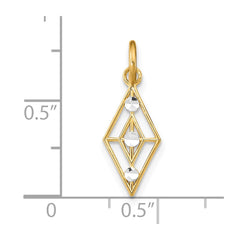 14K w/Rhodium D/C  Diamond Shaped Charm