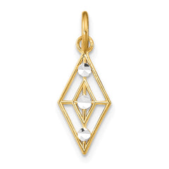 14K w/Rhodium D/C  Diamond Shaped Charm