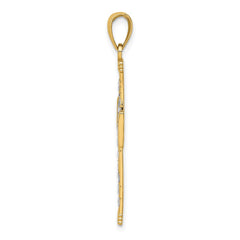 14K W/ Rhodium D/C and Cut-Out Cross Charm