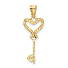 14k w/Rhodium Key w/Heart Charm