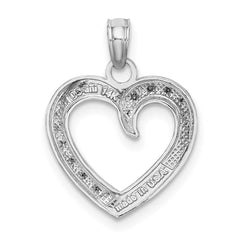 14K White Gold Polished and Textured Heart Pendant