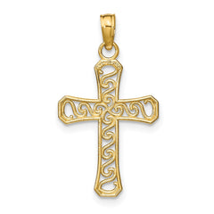 14k Fancy Cross Pendant - 2