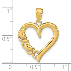 14K Polished Heart and -X- Pendant