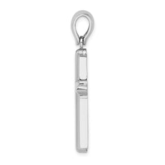14k White Gold Beveled Cross Charm - 2