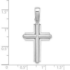 14k White Gold Beveled Cross Charm - 2