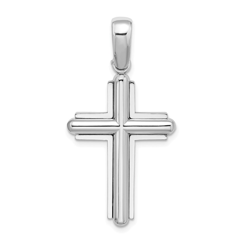 14k White Gold Beveled Cross Charm - 2