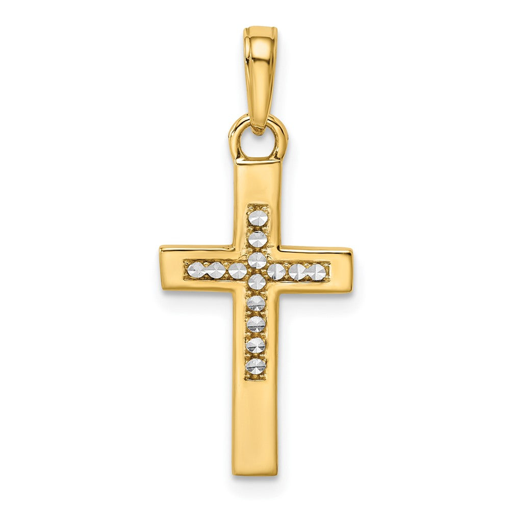 14K w/Rhodium D/C Cross Pendant - 6