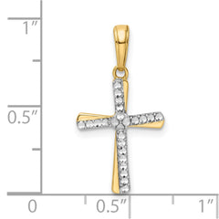 14K w/Rhodium D/C Cross Pendant - 7
